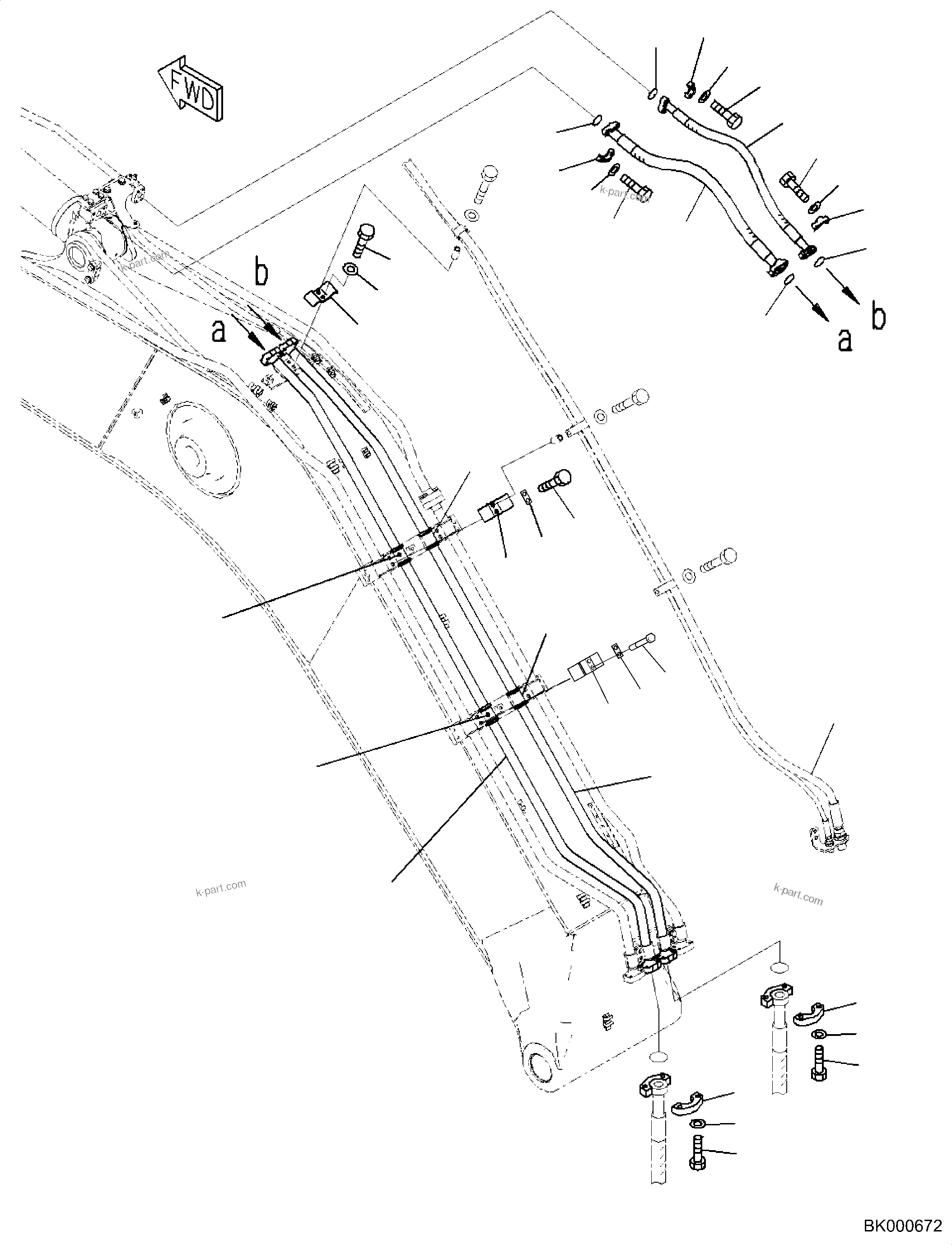 Komatsu parts book diagram for PC240NLC-11 S/N K70001-UP: BOOM, 5900MM HEAVY DUTY TYPE, 2-ATTACHMENT, ARM CYLINDER PIPING, TWO TOOL CONTROL (#K70363-)