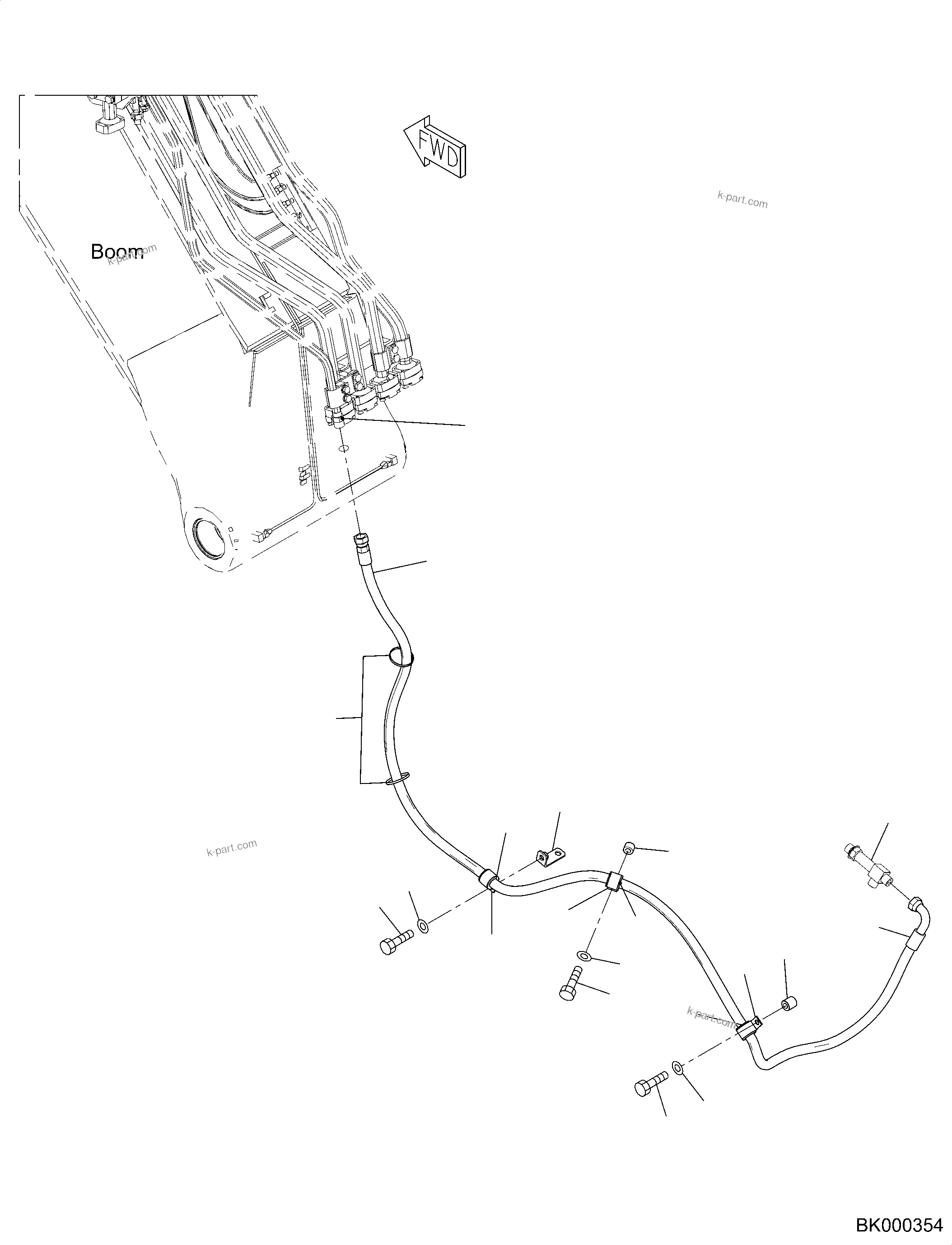 Komatsu parts book diagram for PC240NLC-11 S/N K70001-UP: BOOM, 5900MM HEAVY DUTY TYPE, 2-ATTACHMENT, DRAIN PIPING (2/2), TOOL CONTROL (#K70001-K70362)