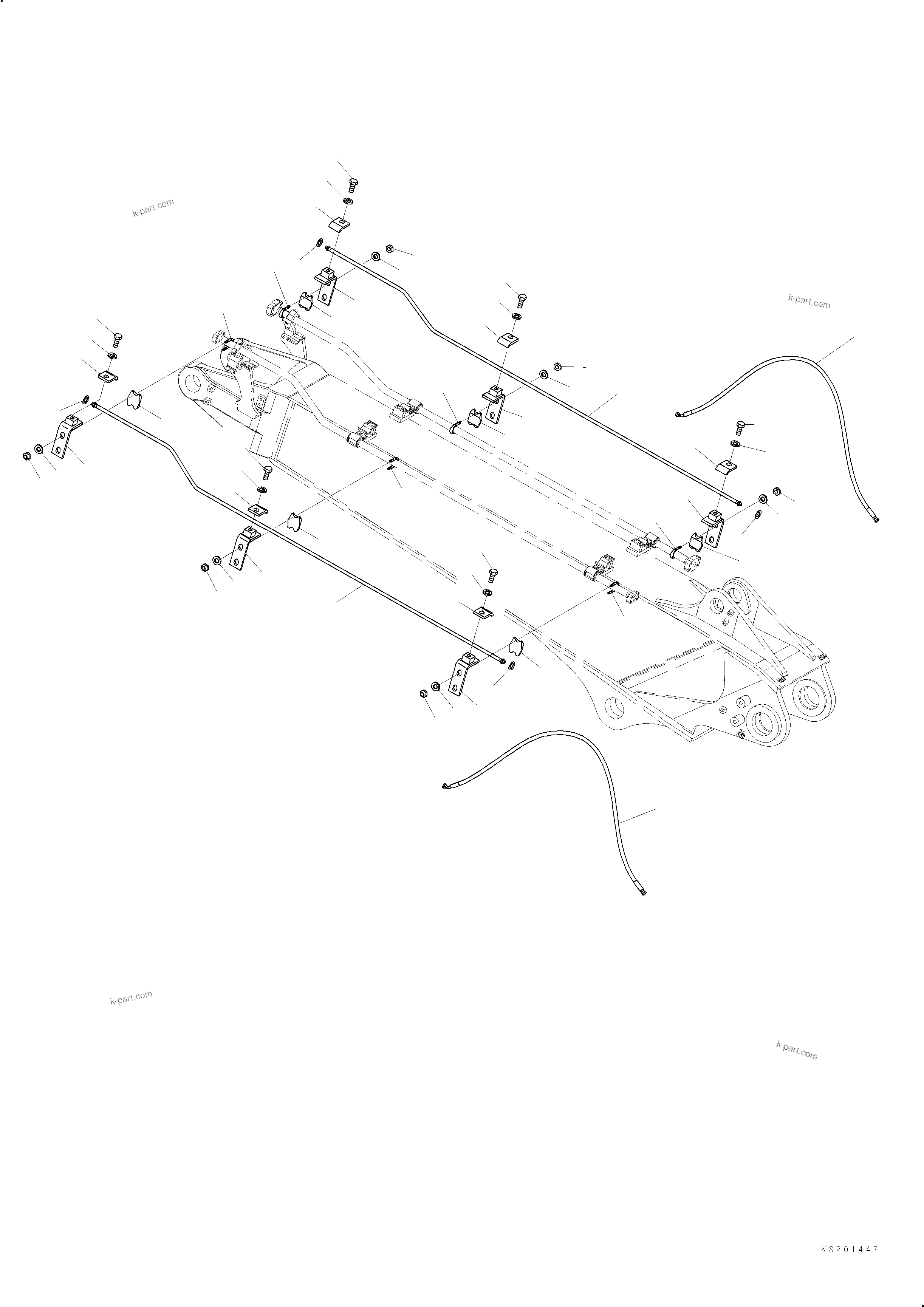 Komatsu parts book diagram for PC240NLC-11 S/N K70001-UP: BOOM, SECOND BOOM, FOR 2-PIECE BOOM, 2 ATTACHMENT PIPING, TOOL CONTROL, ATTACHMENT DRAIN PIPING (#K70363-)