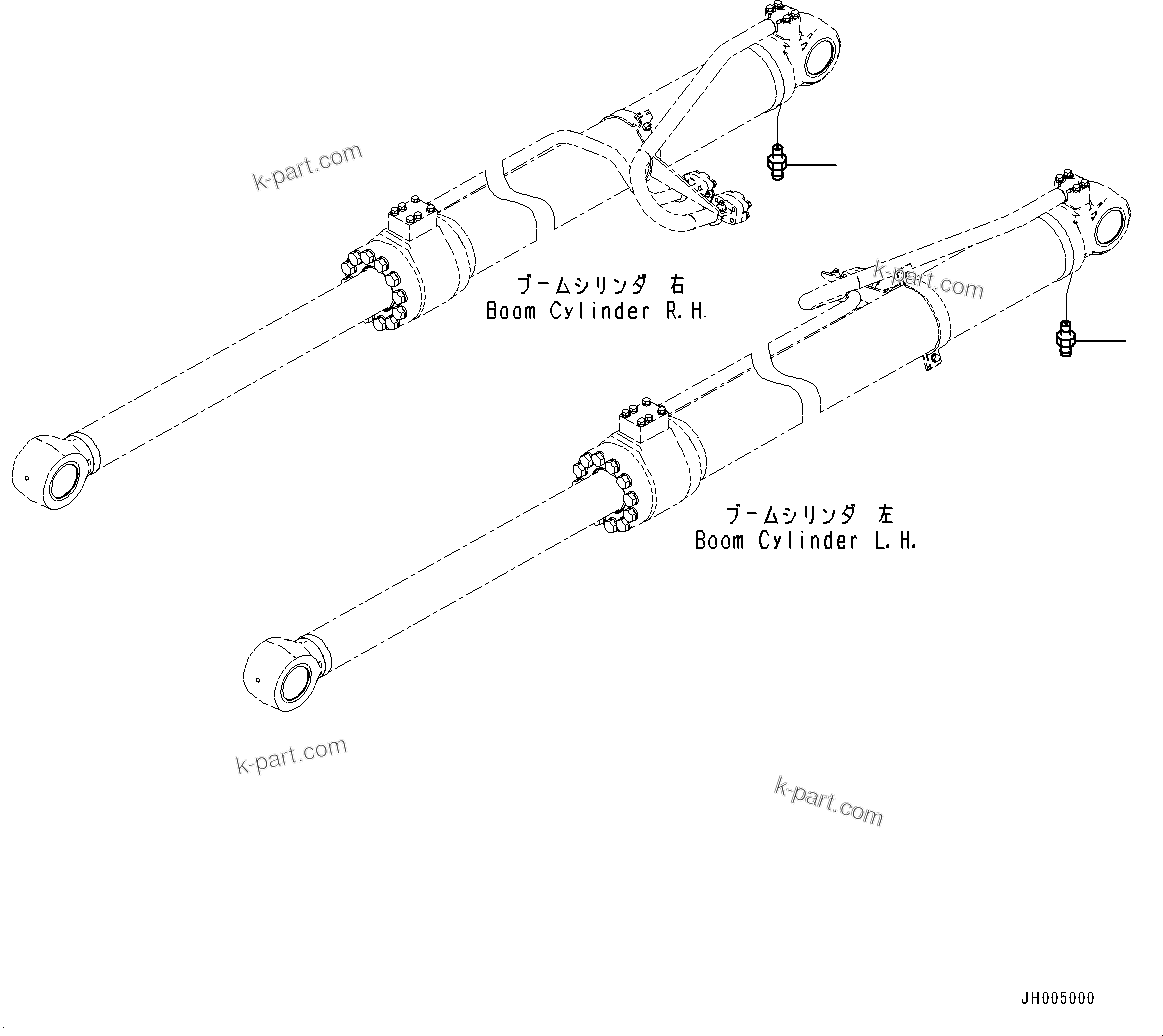 Komatsu parts book diagram for PC240NLC-11 S/N K70001-UP: BOOM CYLINDER, STRAIGHT BOOM, FITTING
