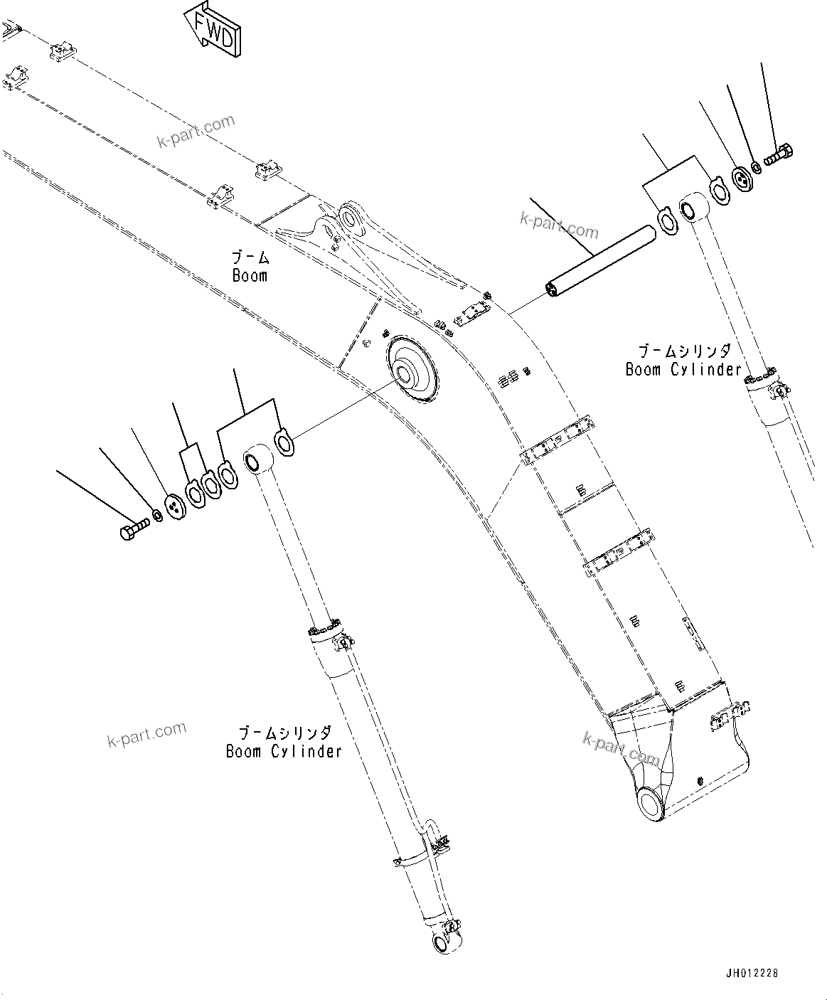 Komatsu parts book diagram for PC240NLC-11 S/N K70001-UP: BOOM CYLINDER HEAD PIN