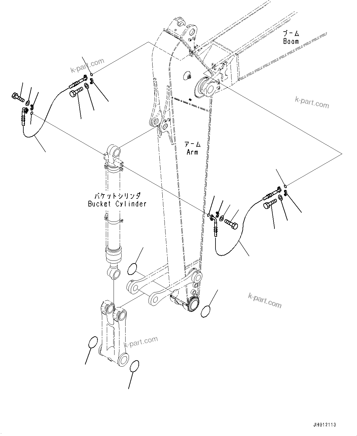 Komatsu parts book diagram for PC240NLC-11 S/N K70001-UP: ARM, 3000MM, WITH BREAKER CLAMSHELL, BUCKET CYLINDER HOSE