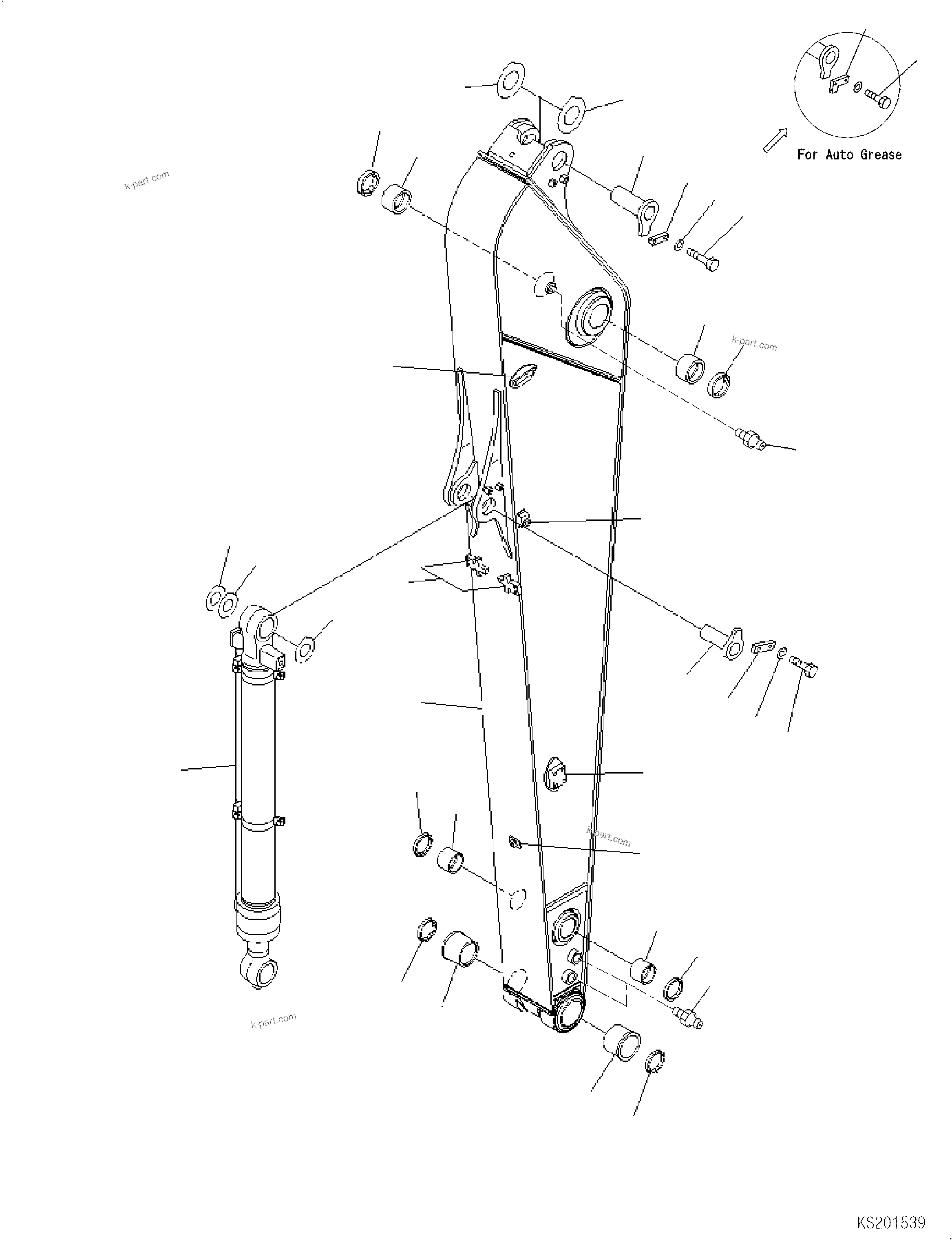 Komatsu parts book diagram for PC240NLC-11 S/N K70001-UP: ARM, 3500MM, ARM