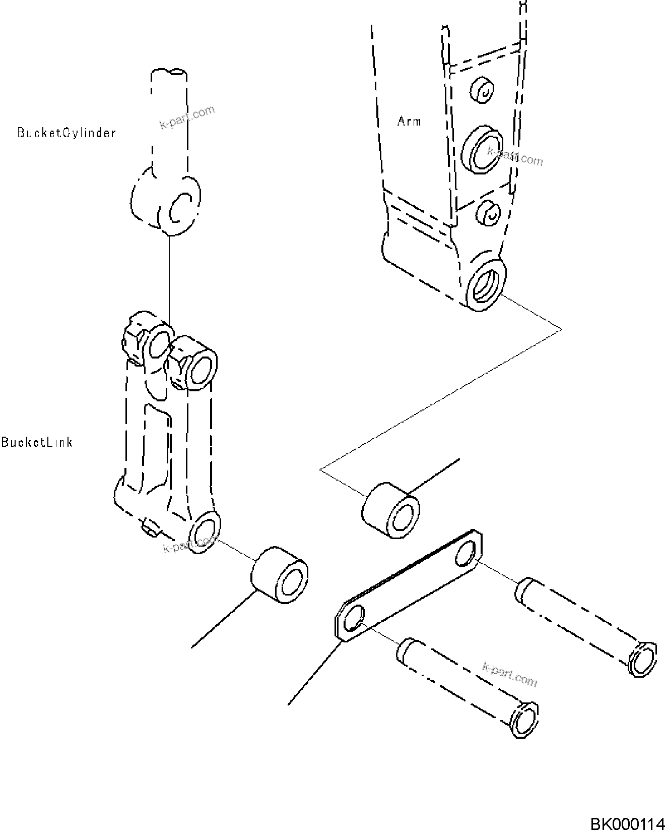 Komatsu parts book diagram for PC240NLC-11 S/N K70001-UP: PARTS FOR LESS BUCKET