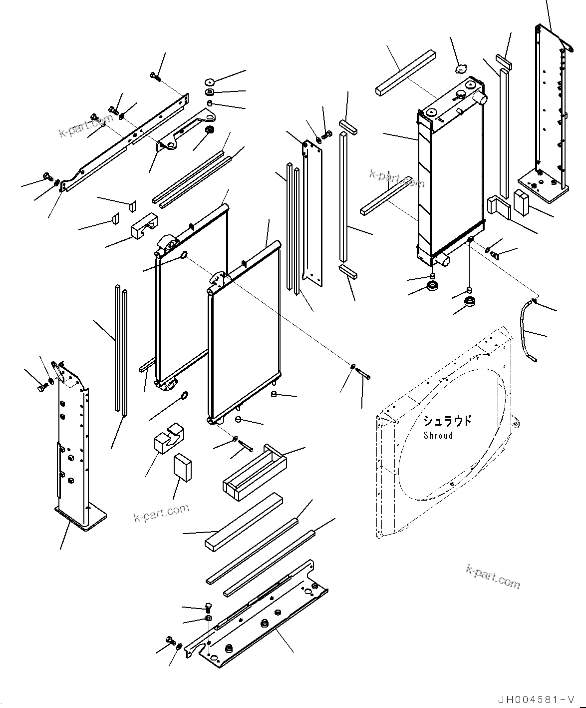 Komatsu parts book diagram for PC300-8 S/N K55001-UP: COOLING SYSTEM, WITH AUTO AIR CONDITIONER, RADIATOR AND OIL COOLER
