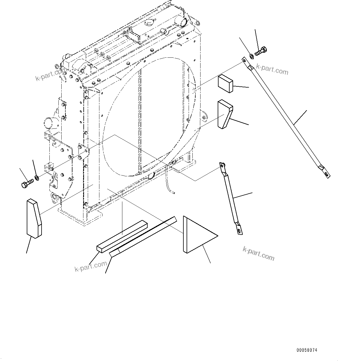 Komatsu parts book diagram for PC300-8 S/N K55001-UP: COOLING SYSTEM, WITH AUTO AIR CONDITIONER, STAY AND SOUND SHEET