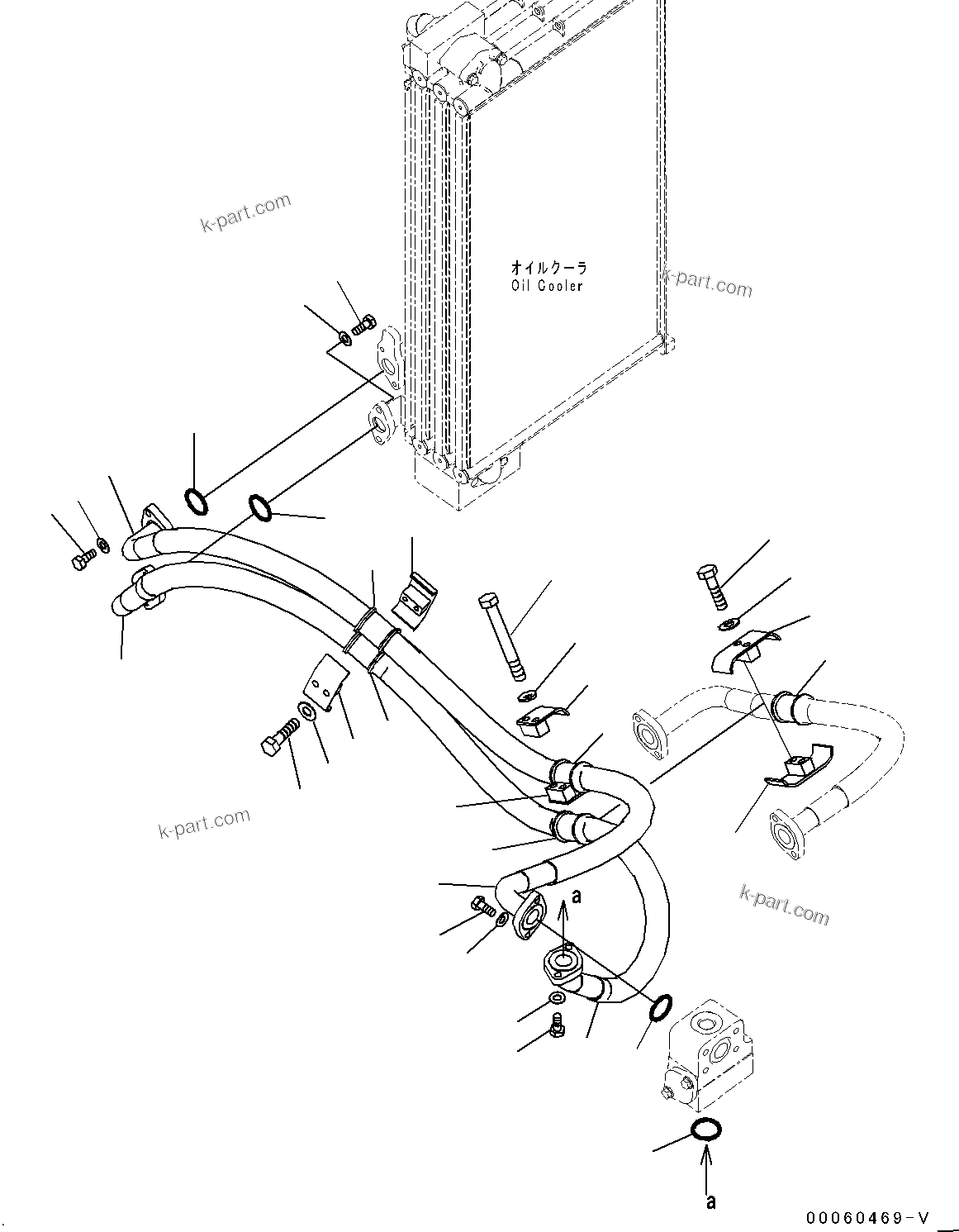 Komatsu parts book diagram for PC300-8 S/N K55001-UP: OIL COOLER PIPING