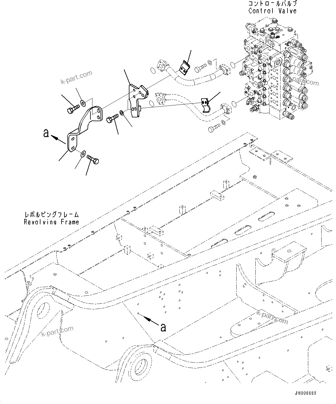 Komatsu parts book diagram for PC300-8 S/N K55001-UP: ARM AND BUCKET PIPING, WITHOUT ARM HYDRAULIC DRIFT PREVENTION VALVE, (2/2)