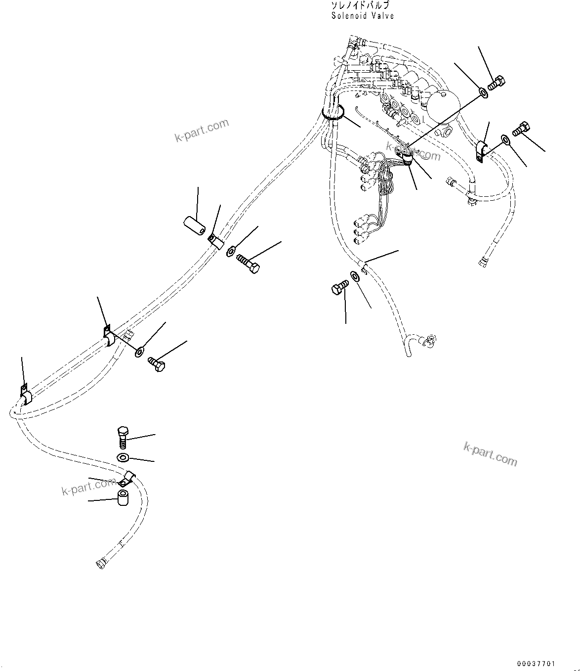 Komatsu parts book diagram for PC300-8 S/N K55001-UP: SOLENOID VALVE, CLAMP