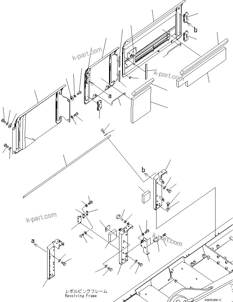 Komatsu parts book diagram for PC300-8 S/N K55001-UP: SIDE COVER R.H.