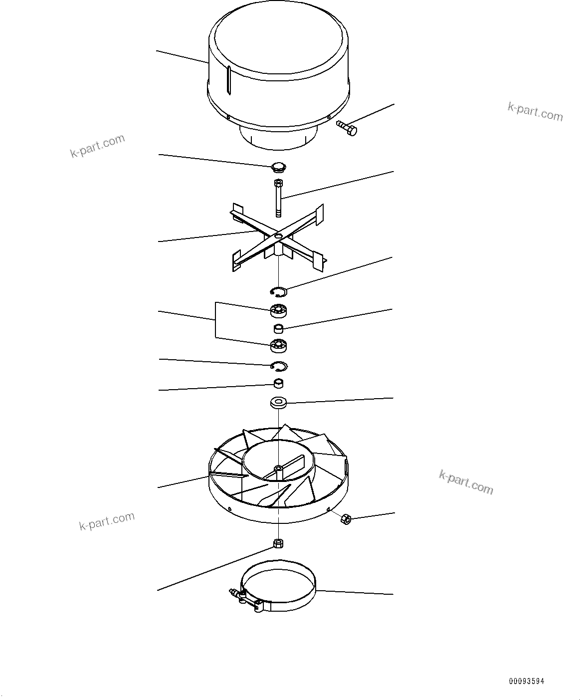 Komatsu parts book diagram for PC300-8 S/N K55001-UP: MACHINE CAB COVER, WITH PRE-CLEANER, (2/2)