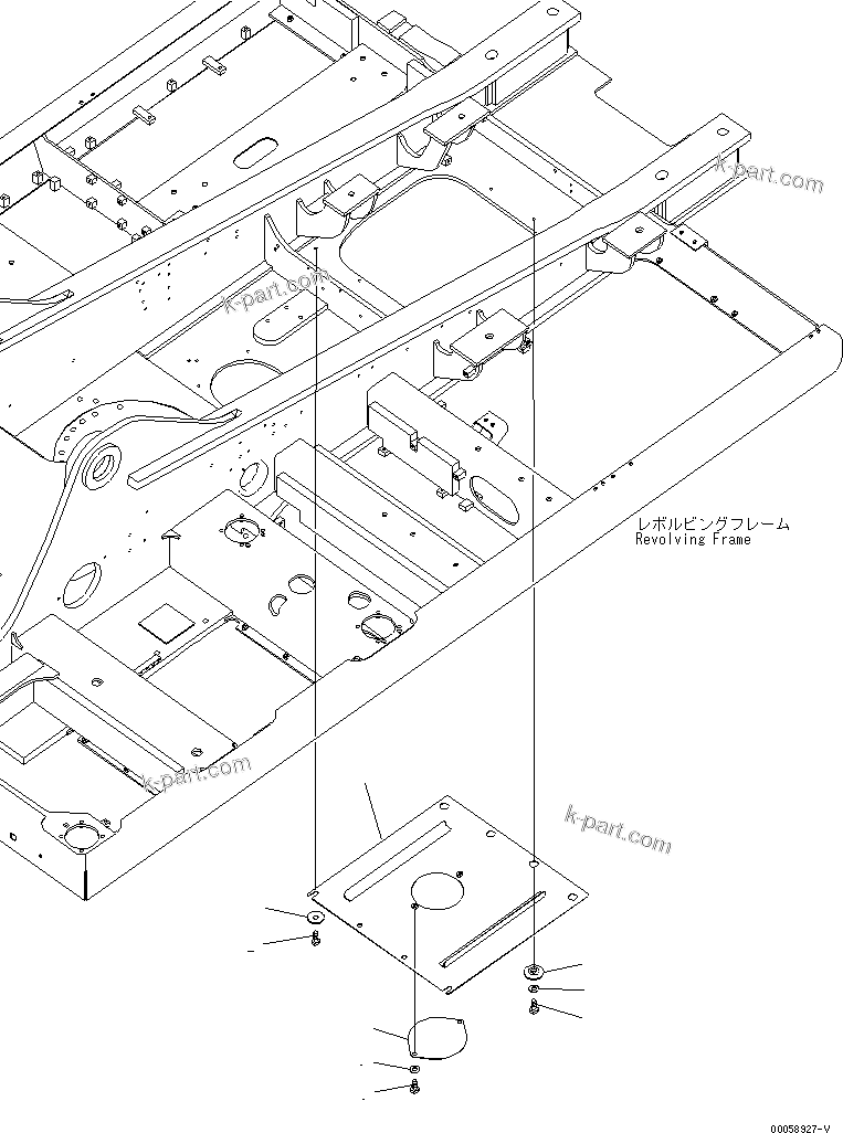 Komatsu parts book diagram for PC300-8 S/N K55001-UP: UNDER COVER, HEAVY DUTY TYPE, CENTER