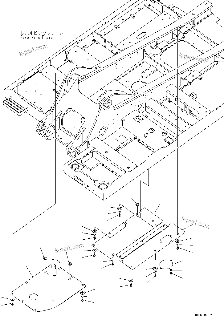 Komatsu parts book diagram for PC300-8 S/N K55001-UP: UNDER COVER, HEAVY DUTY TYPE, R.H.