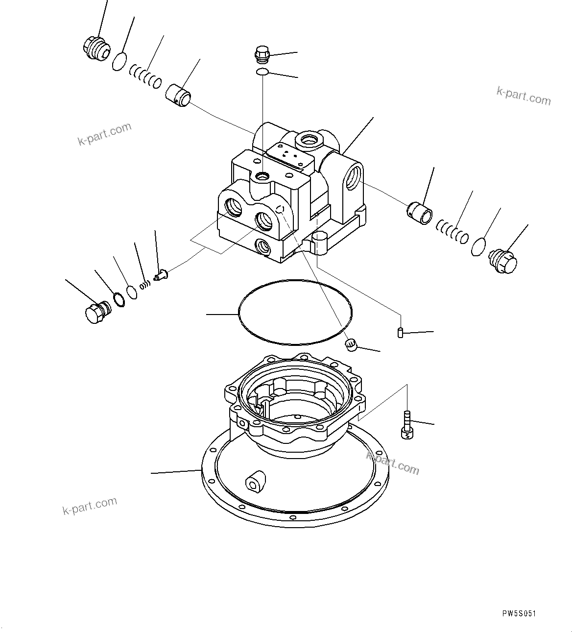 Komatsu parts book diagram for PC300-8 S/N K55001-UP: SWING MACHINERY AND MOTOR, INNER PARTS, SWING MOTOR (1/3)