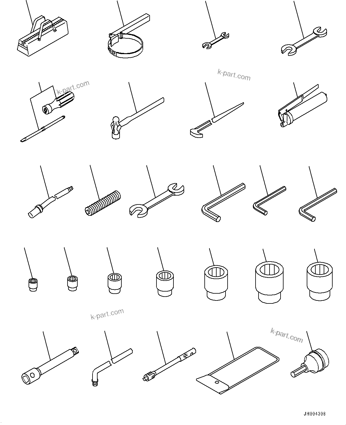 Komatsu parts book diagram for PC300-8 S/N K55001-UP: GENERAL TOOL SET