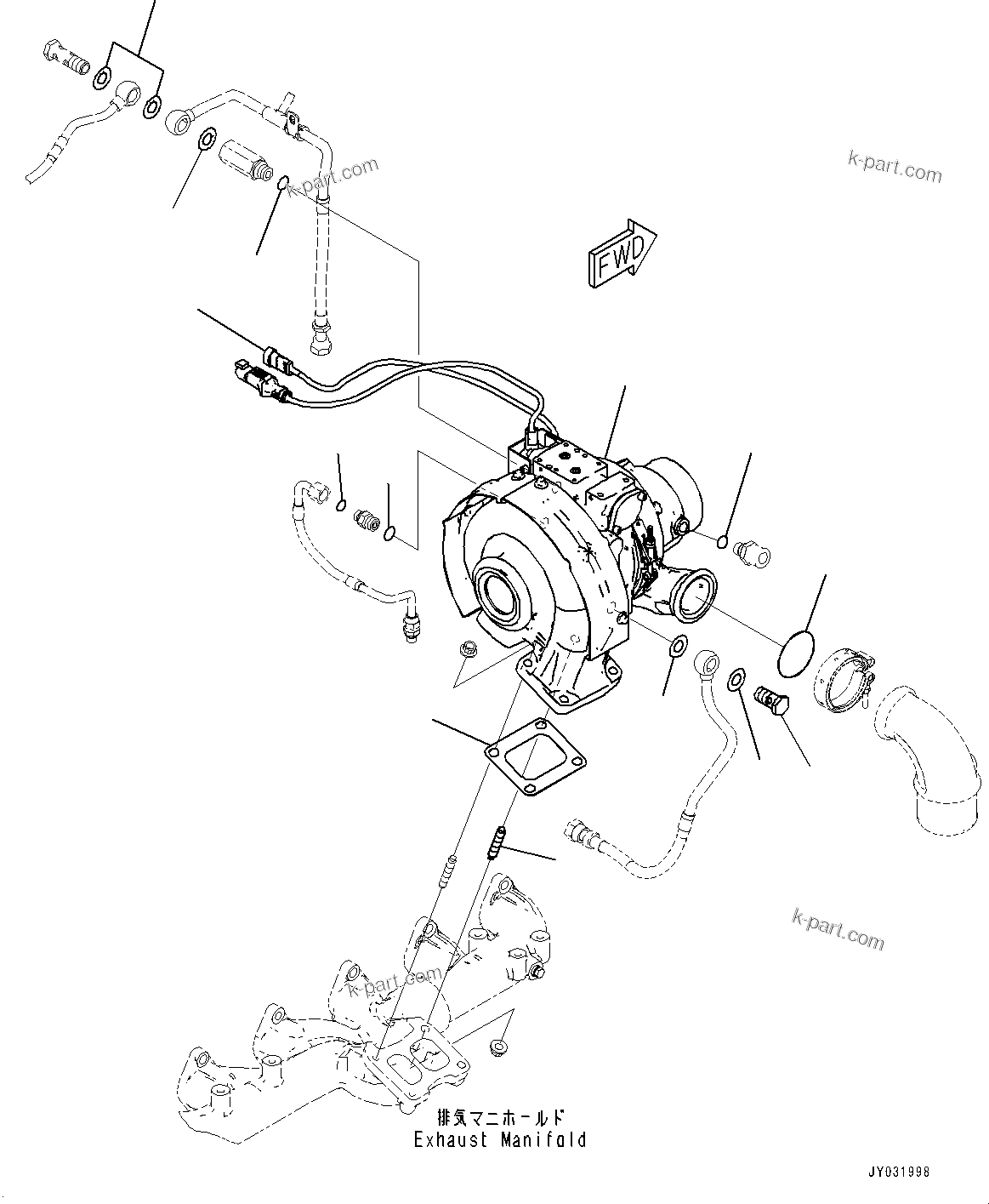 Komatsu parts book diagram for SAA6D114E-6C S/N 26903969-UP (For HB365LC-3): VARIABLE GEOMETRY TURBOCHARGER (VGT)