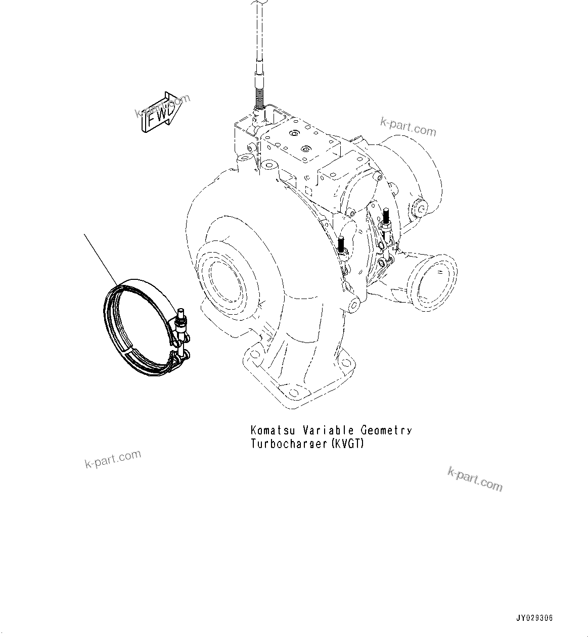 Komatsu parts book diagram for SAA6D114E-6C S/N 26903969-UP (For HB365LC-3): EXHAUST CONNECTOR CLAMP