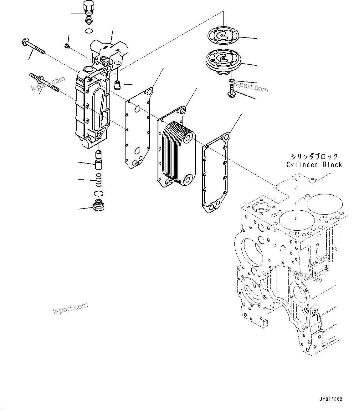 Komatsu parts book diagram for SAA6D114E-6C S/N 26903969-UP (For HB365LC-3): ENGINE OIL COOLER