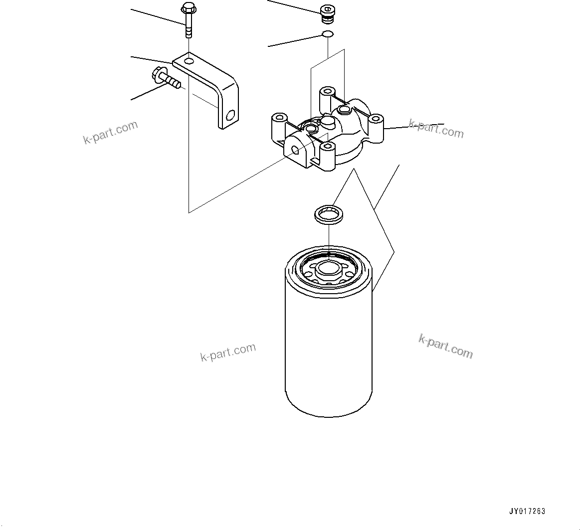 Komatsu parts book diagram for SAA6D114E-6C S/N 26903969-UP (For HB365LC-3): FUEL FILTER LOCATION