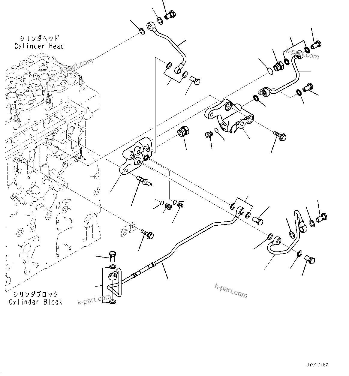 Komatsu parts book diagram for SAA6D114E-6C S/N 26903969-UP (For HB365LC-3): FUEL DRAIN PIPING