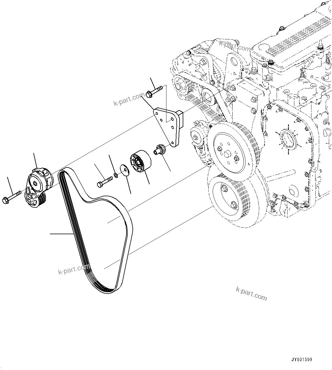 Komatsu parts book diagram for SAA6D114E-6C S/N 26903969-UP (For HB365LC-3): COOLING FAN BELT
