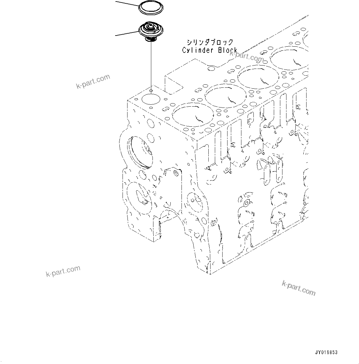 Komatsu parts book diagram for SAA6D114E-6C S/N 26903969-UP (For HB365LC-3): THERMOSTAT