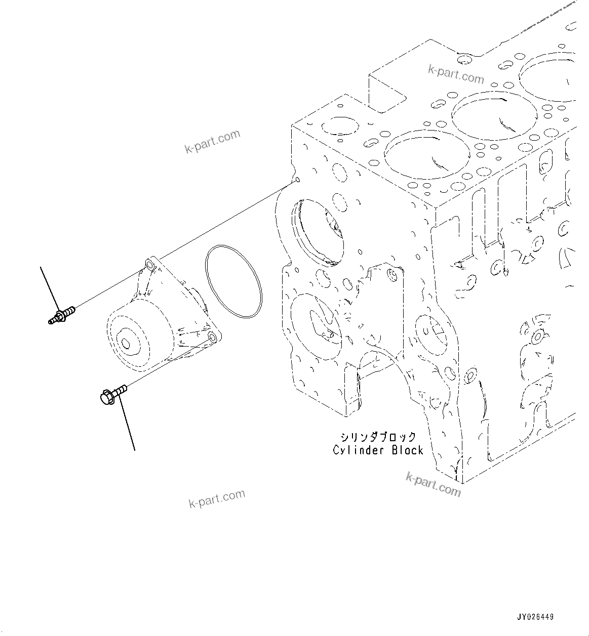 Komatsu parts book diagram for SAA6D114E-6C S/N 26903969-UP (For HB365LC-3): WATER PUMP MOUNTING