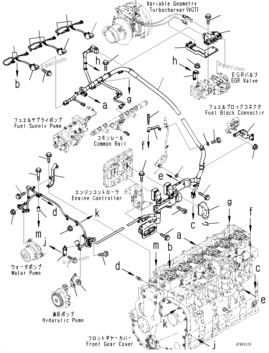 Komatsu parts book diagram for SAA6D114E-6C S/N 26903969-UP (For HB365LC-3): WIRING HARNESS