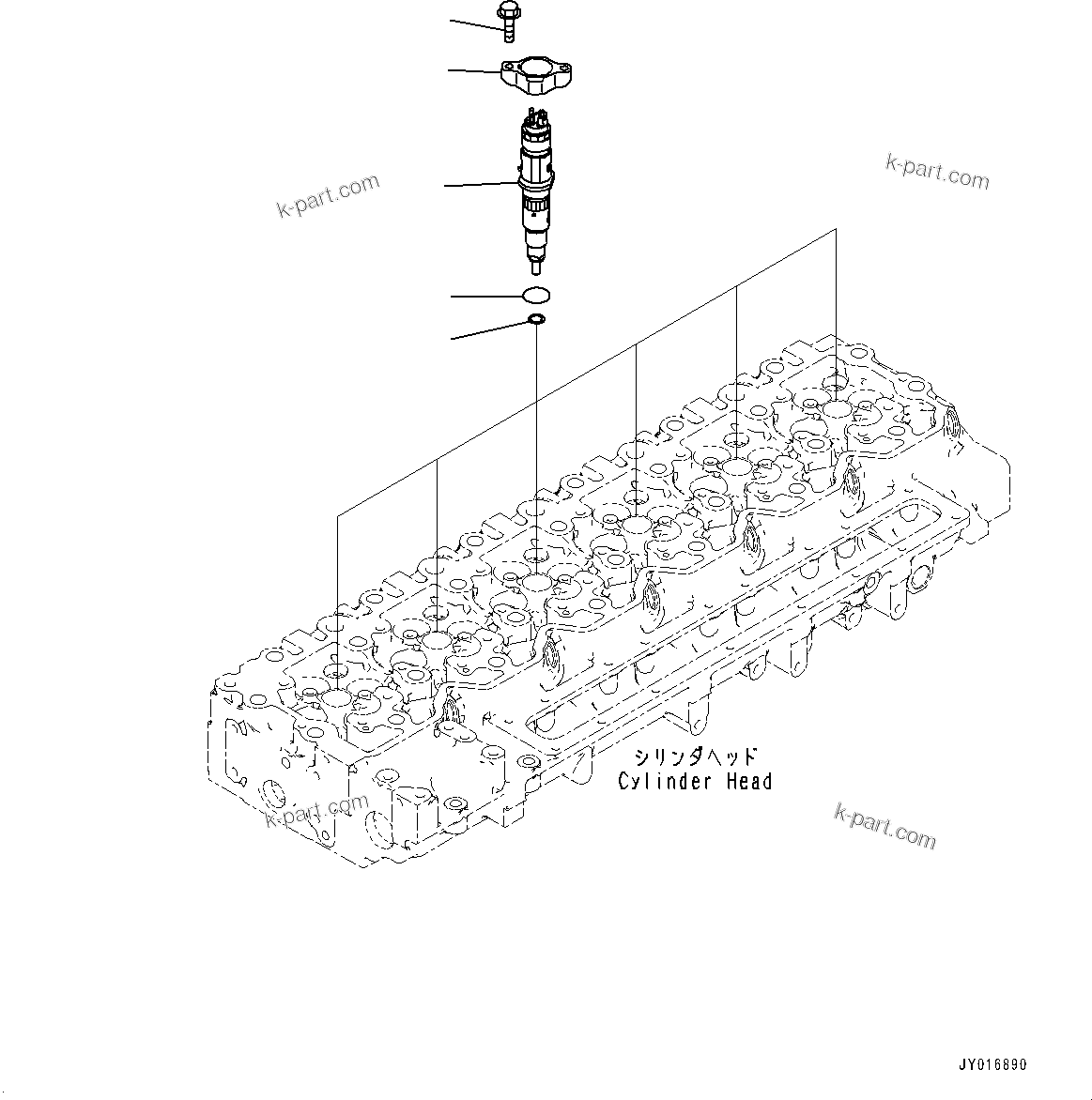 Komatsu parts book diagram for SAA6D114E-6C S/N 26903969-UP (For HB365LC-3): PARTS PERFORMANCE, INJECTOR