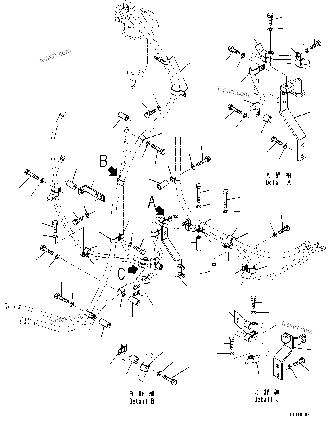 Komatsu parts book diagram for PC700LC-11 S/N 80013-UP: FUEL PIPING, BRACKET AND CLIP