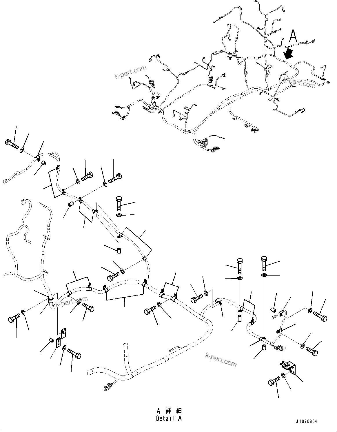 Komatsu parts book diagram for PC700LC-11 S/N 80013-UP: ELECTRIC WIRING HARNESS, MAIN WIRING HARNESS CLAMP (4/9)