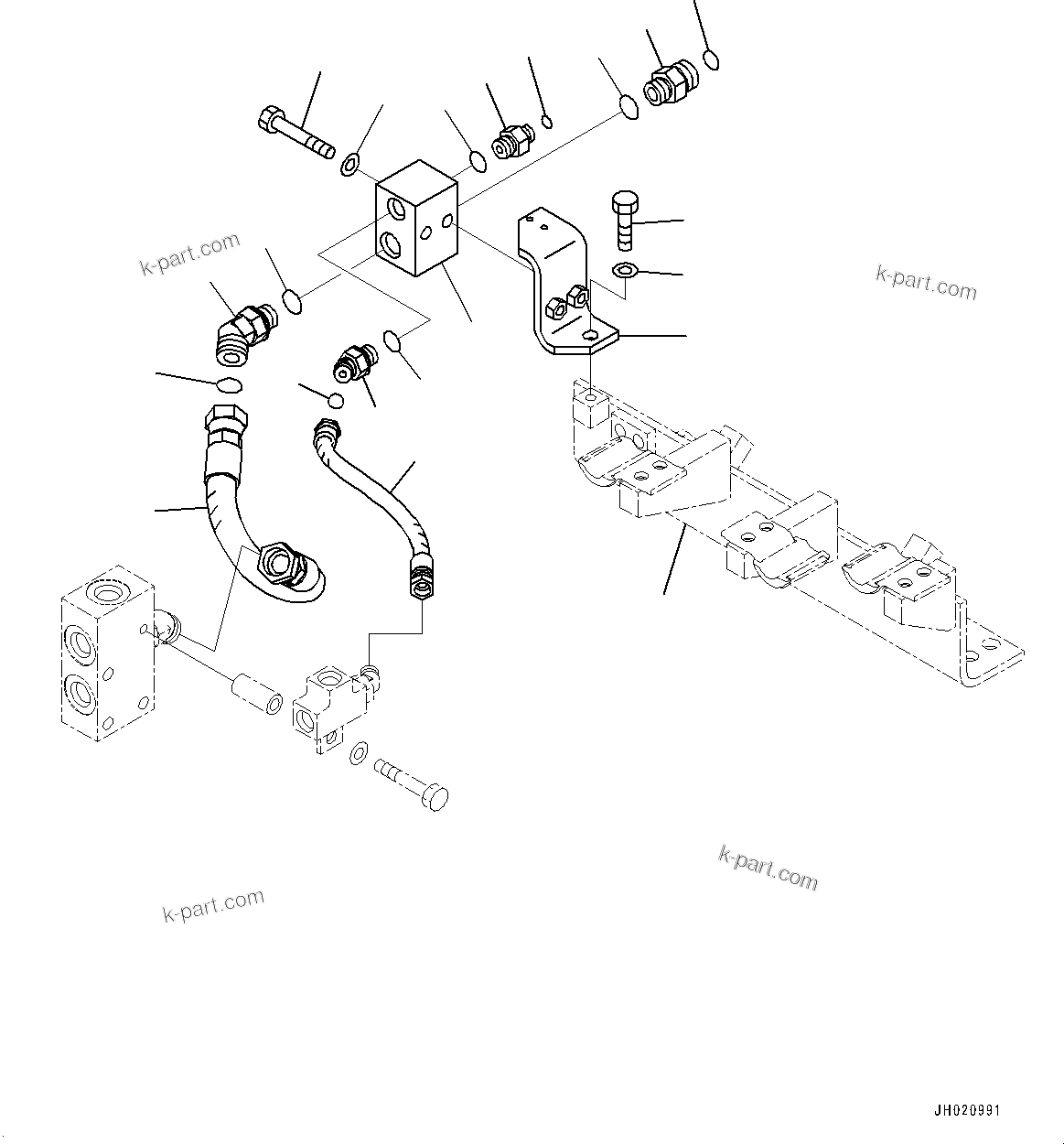 Komatsu parts book diagram for PC700LC-11 S/N 80013-UP: ANTI-DROP VALVE, BOOM, CHASSIS SIDE PIPING (2/2)