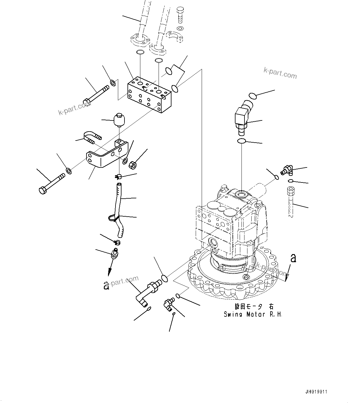 Komatsu parts book diagram for PC700LC-11 S/N 80013-UP: SWING MACHINERY AND MOTOR, BLOCK (1/2)