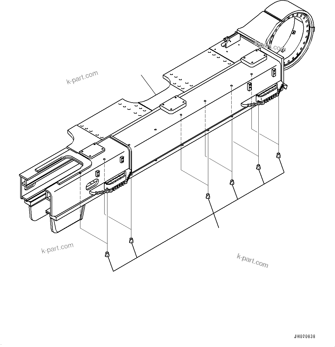 Komatsu parts book diagram for PC700LC-11 S/N 80013-UP: TRACK FRAME, FULL LENGTH TRACK ROLLER GUARD, FRAME L.H.