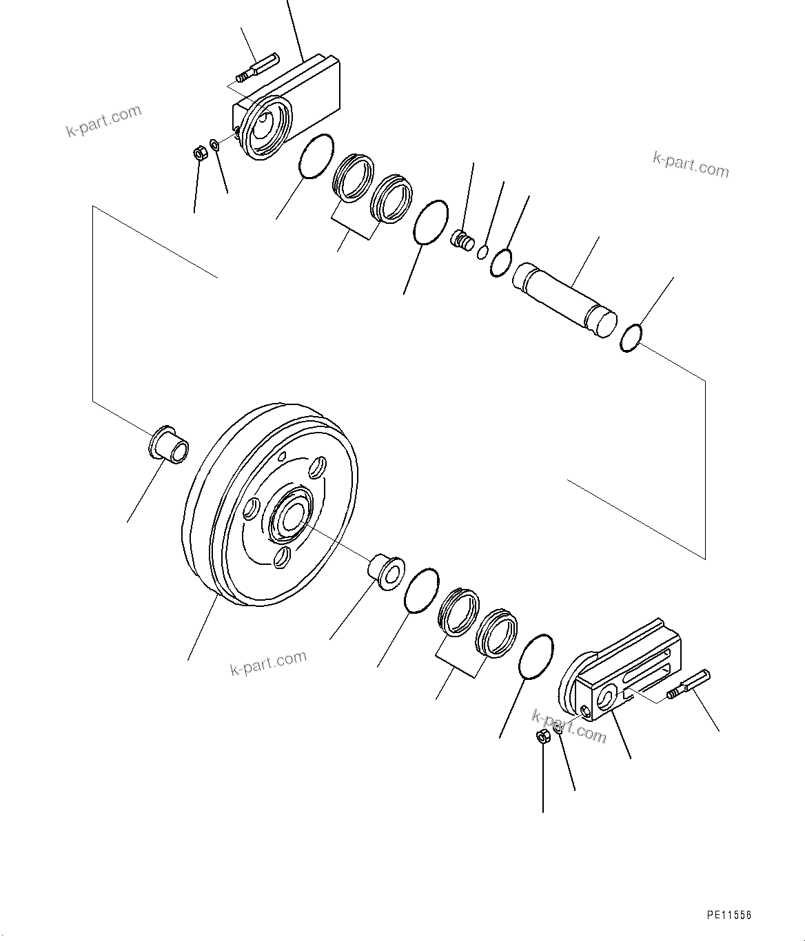 Komatsu parts book diagram for PC700LC-11 S/N 80013-UP: TRACK FRAME, FULL LENGTH TRACK ROLLER GUARD, FRONT IDLER, L.H. (1/2)