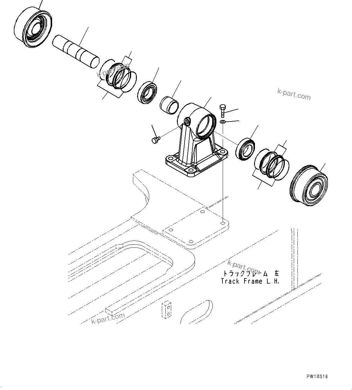 Komatsu parts book diagram for PC700LC-11 S/N 80013-UP: TRACK FRAME, FULL LENGTH TRACK ROLLER GUARD, CARRIER ROLLER, L.H.