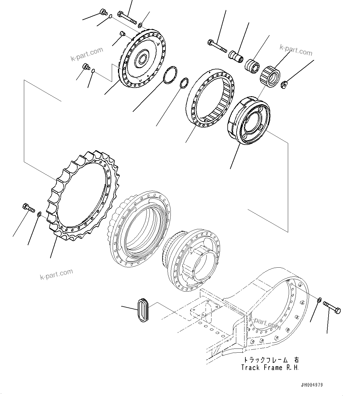 Komatsu parts book diagram for PC700LC-11 S/N 80013-UP: TRACK FRAME, FULL LENGTH TRACK ROLLER GUARD, FINAL DRIVE, THIRD CARRIER, R.H.