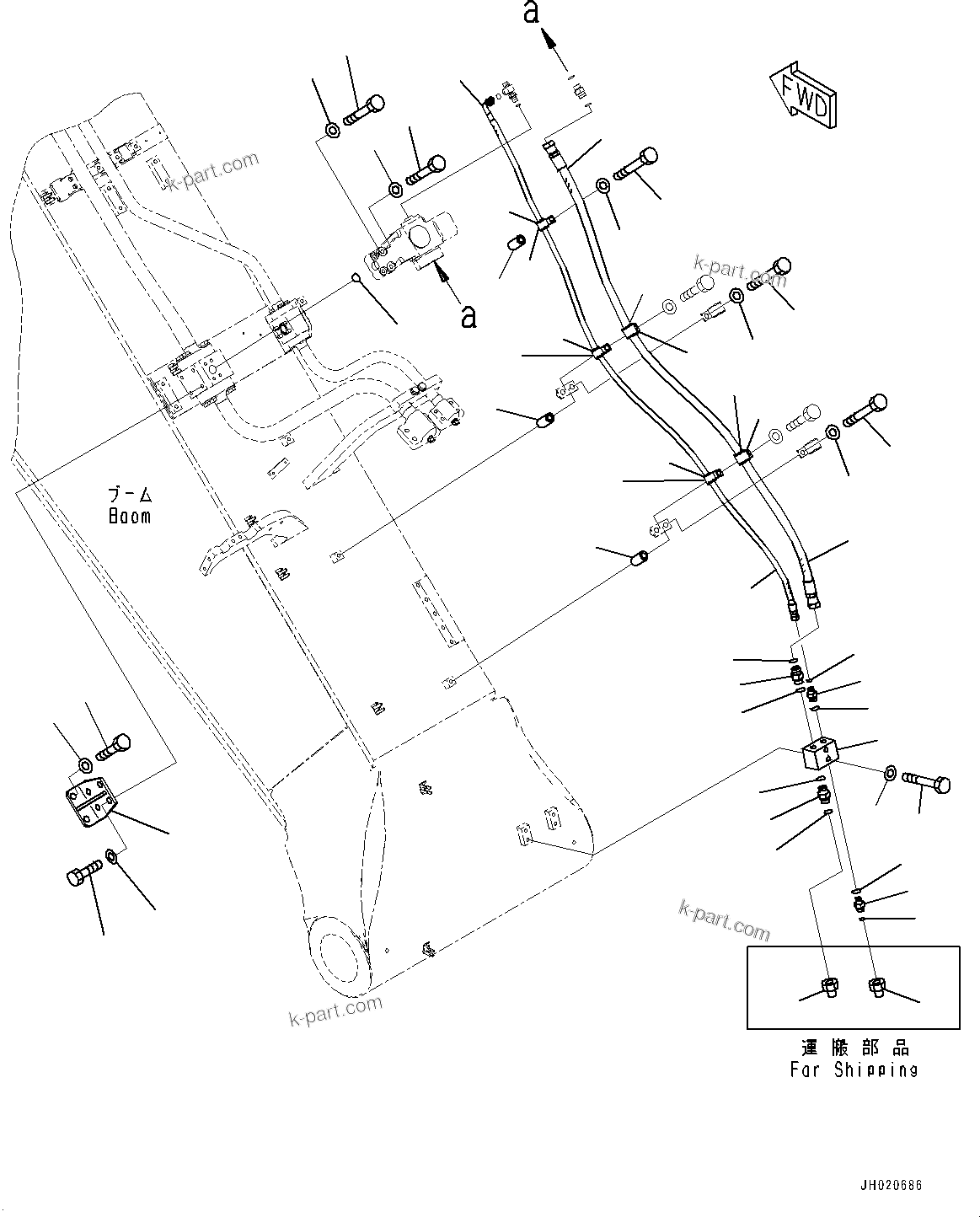 Komatsu parts book diagram for PC700LC-11 S/N 80013-UP: BOOM, 7600MM, BOOM AND ARM ANTI-DROP VALVE, ARM CYLINDER PIPING (3/3)