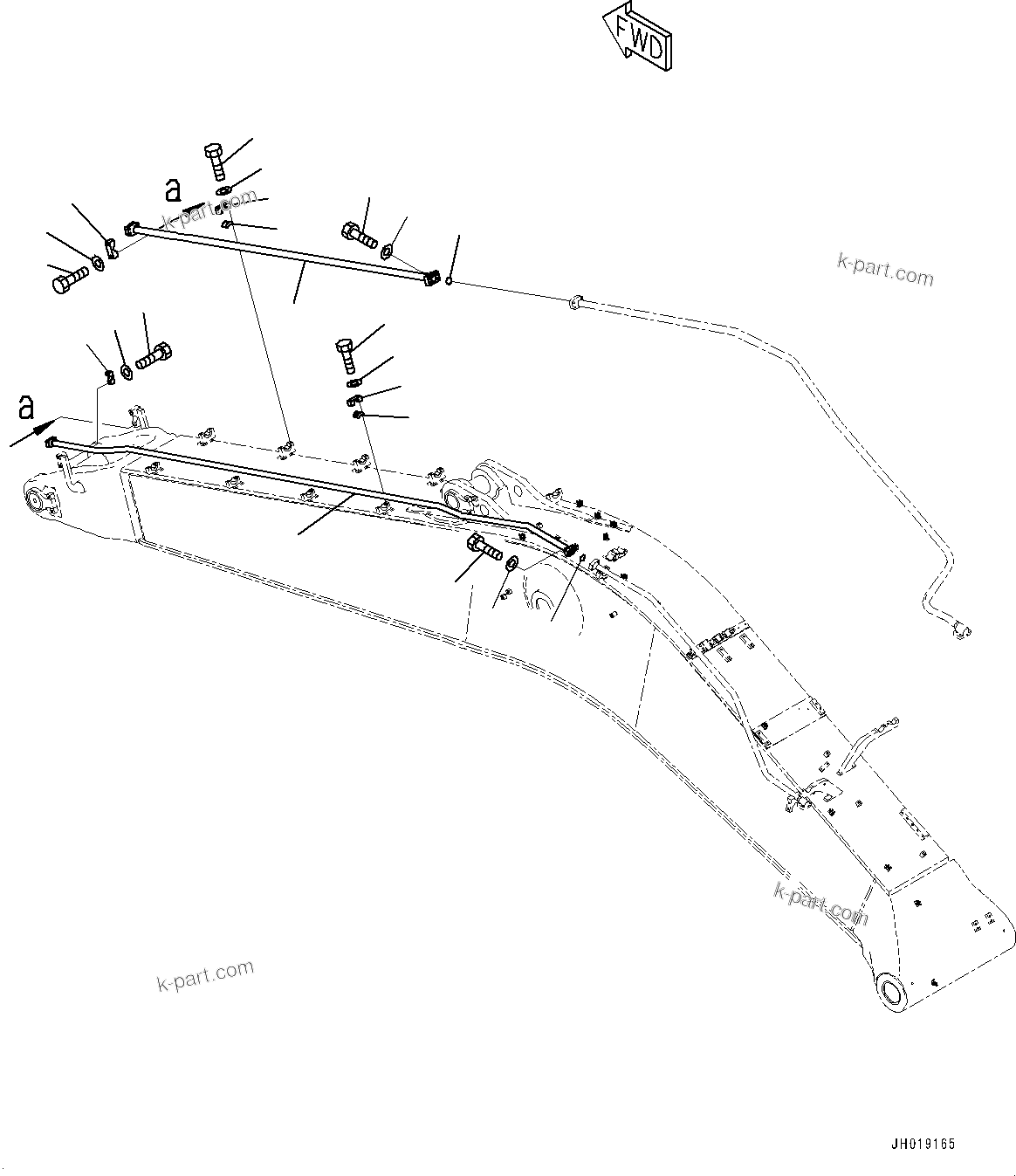Komatsu parts book diagram for PC700LC-11 S/N 80013-UP: BOOM, 7600MM, BOOM AND ARM ANTI-DROP VALVE, BUCKET CYLINDER PIPING, TOP