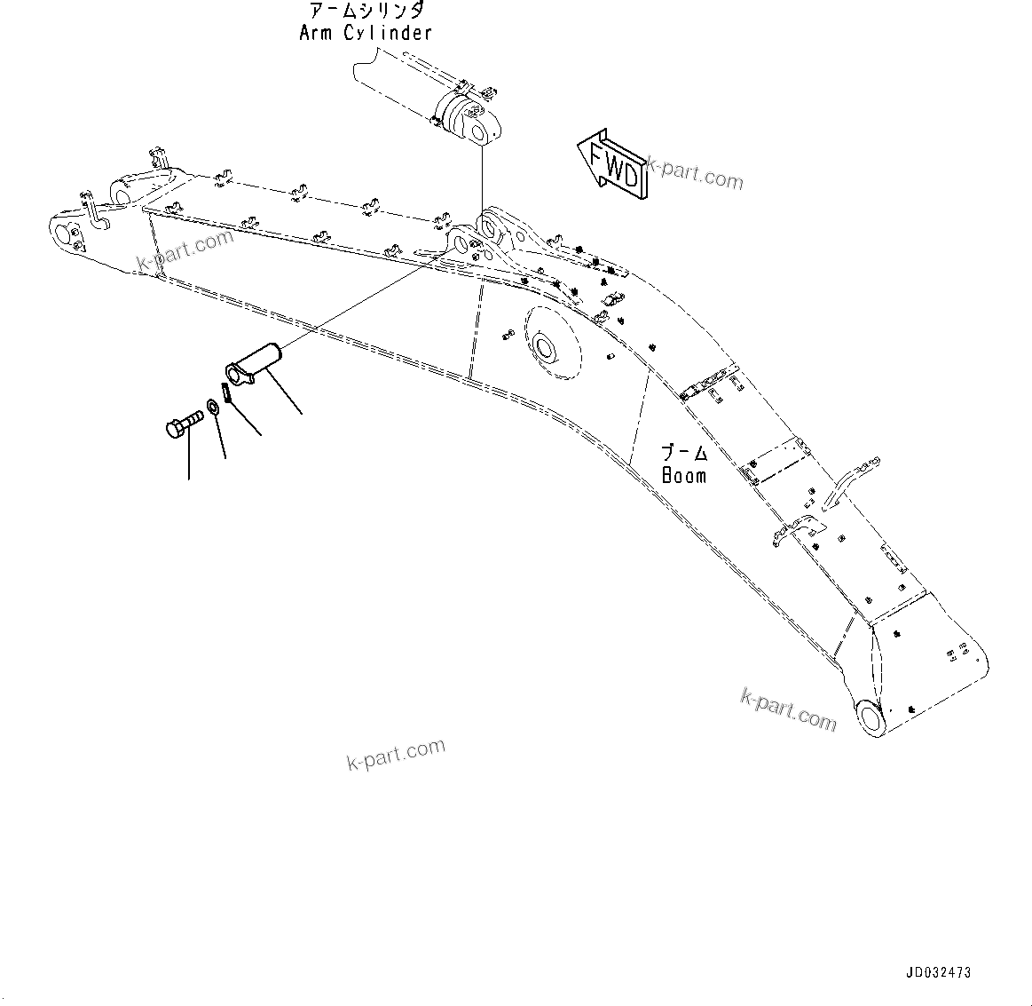 Komatsu parts book diagram for PC700LC-11 S/N 80013-UP: BOOM, 7300MM, HEAVY DUTY TYPE, BOOM AND ARM ANTI-DROP VALVE, PIN, ARM CYLINDER