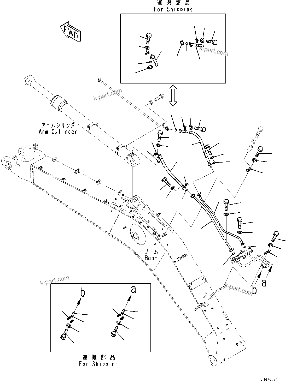Komatsu parts book diagram for PC700LC-11 S/N 80013-UP: BOOM, 7300MM, HEAVY DUTY TYPE, BOOM AND ARM ANTI-DROP VALVE, ARM CYLINDER PIPING (1/3)