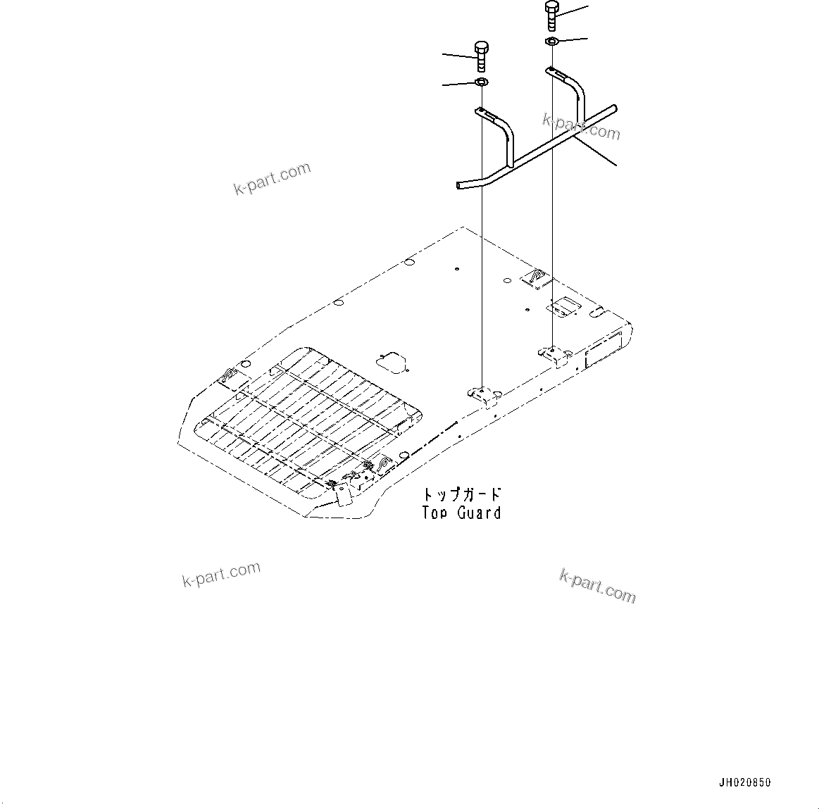 Komatsu parts book diagram for PC700LC-11 S/N 80013-UP: SIDE STEP L.H., CAB TOP GUARD LV2, (2/3)