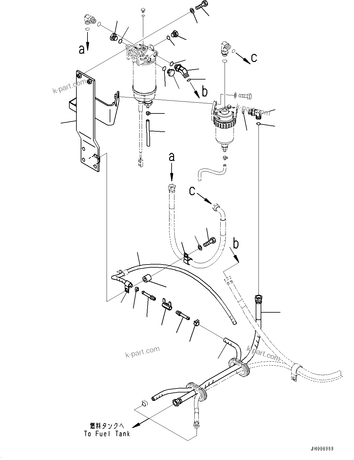 Komatsu parts book diagram for PC300-8M0 S/N K56001-UP: FUEL SUPPLY PIPING, FUEL PIPING