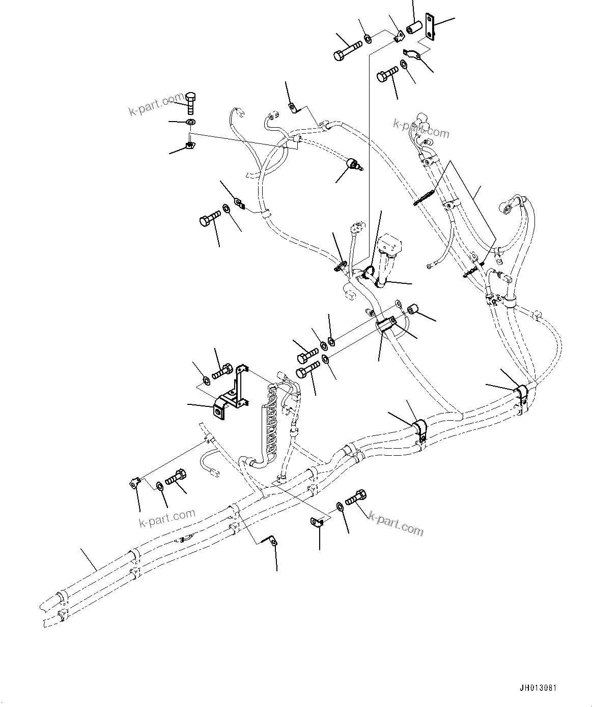 Komatsu parts book diagram for PC300-8M0 S/N K56001-UP: ELECTRIC WIRING HARNESS, WIRING HARNESS CLIP (2/3)