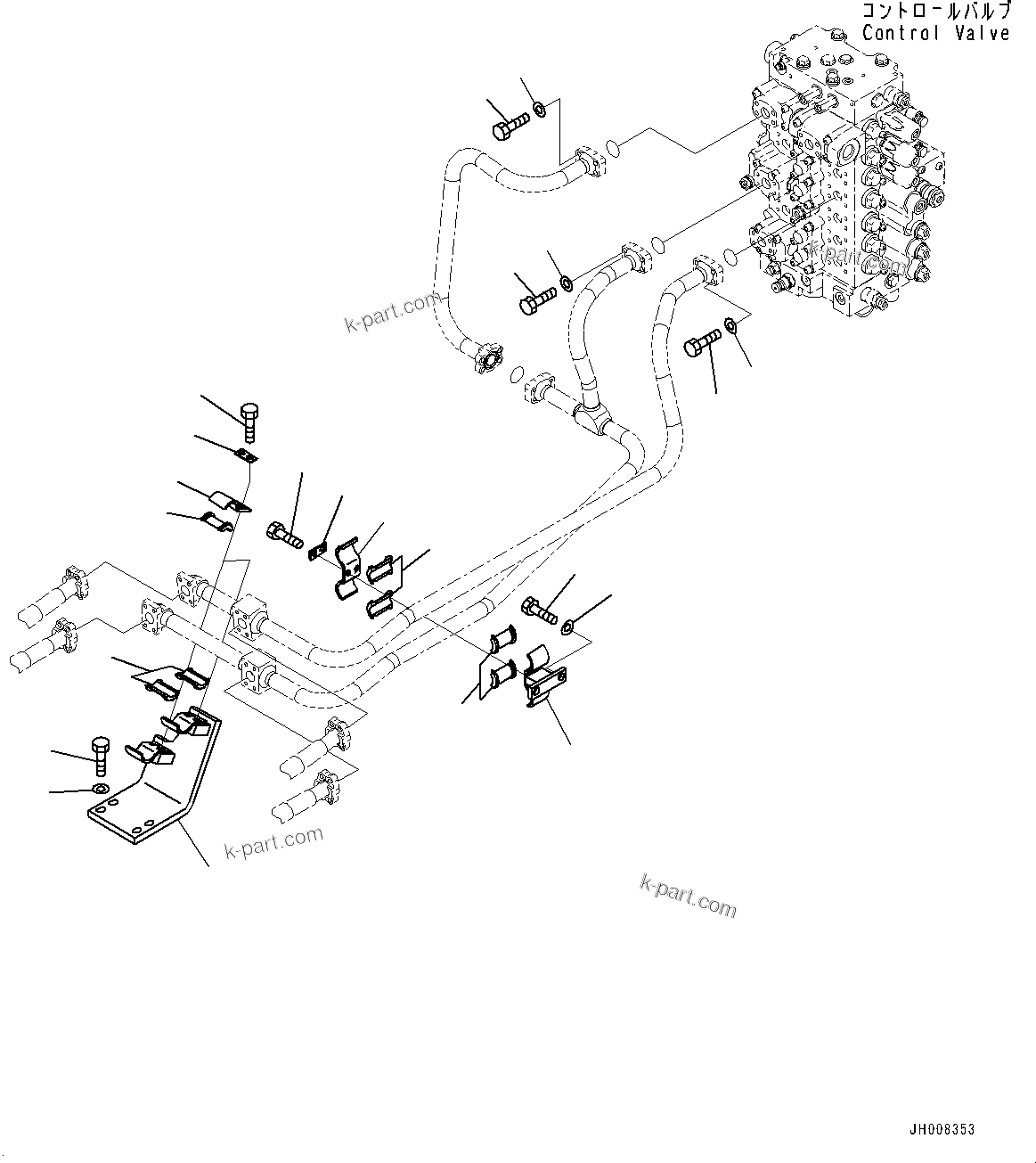 Komatsu parts book diagram for PC300-8M0 S/N K56001-UP: BOOM PIPING, BRACKET AND CLAMP