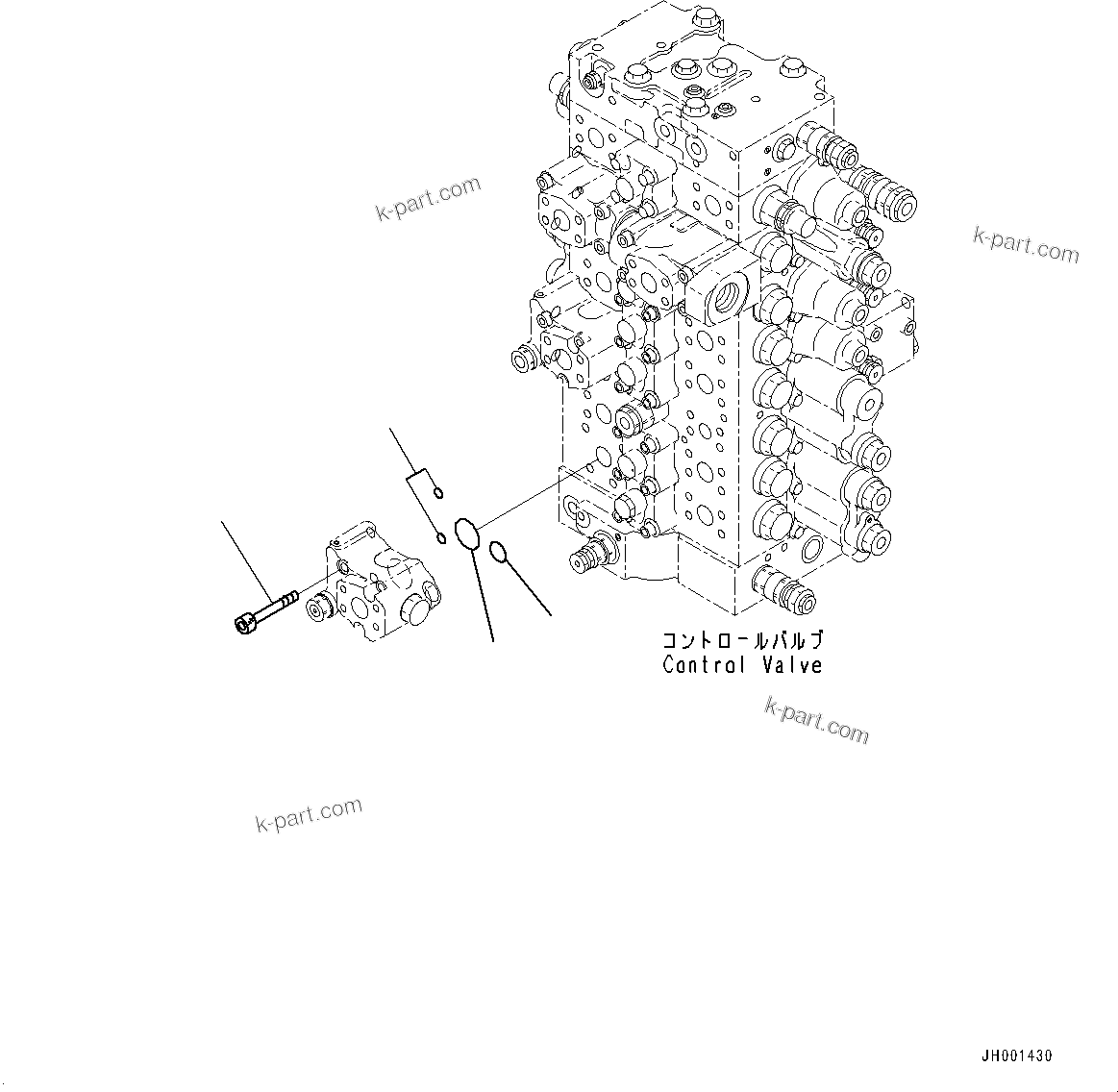 Komatsu parts book diagram for PC300-8M0 S/N K56001-UP: ARM HYDRAULIC DRIFT PREVENTION VALVE, VALVE MOUNTING