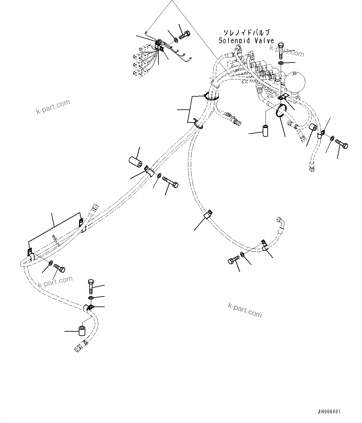 Komatsu parts book diagram for PC300-8M0 S/N K56001-UP: SOLENOID VALVE, CLAMP