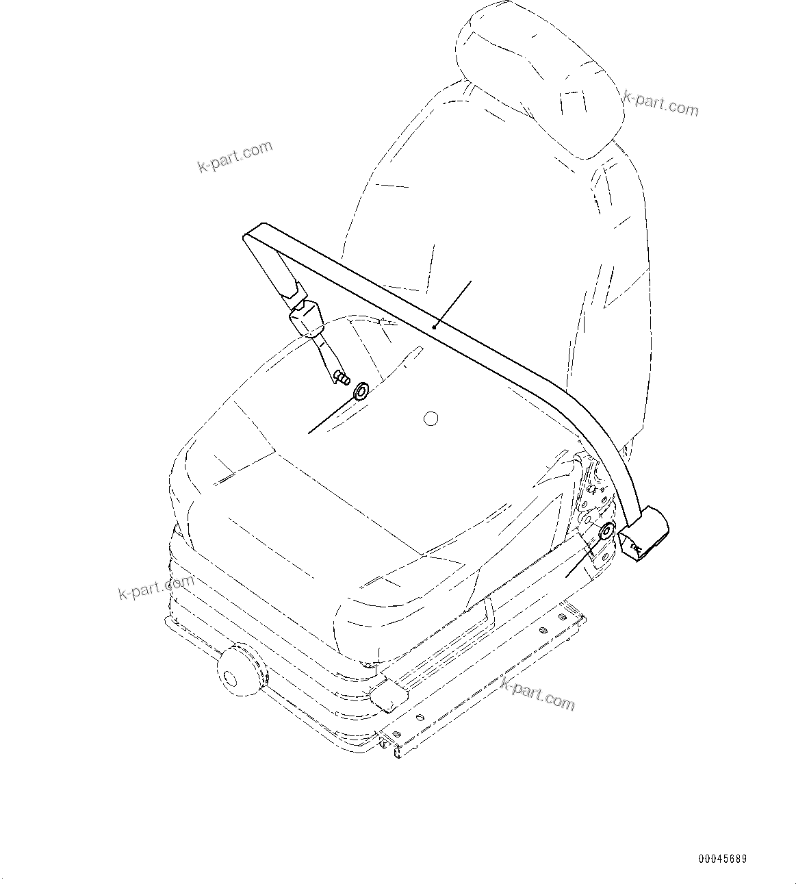 Komatsu parts book diagram for PC300-8M0 S/N K56001-UP: SEAT BELT, 50MM, 2-POINT TYPE, RIGID TYPE OPERATORґS SEAT