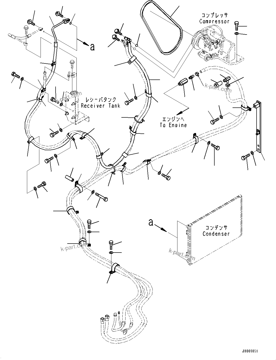 Komatsu parts book diagram for PC300-8M0 S/N K56001-UP: AIR CONDITIONER UNIT, HOSE