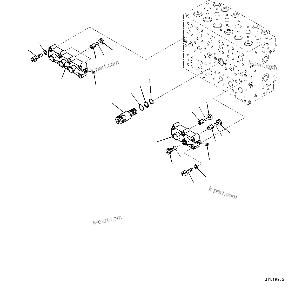 Komatsu parts book diagram for PC350LC-8M0 S/N K52001-UP: CONTROL VALVE, 7-SPOOL, INNER PARTS (10/22)